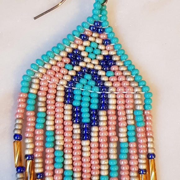 Ukrainian New Extra Large Bohemian Beaded Hippy Earrings - Picture 6 of 7